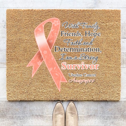 Discover Uterine Cancer Support Strong Survivor Coir Doormats