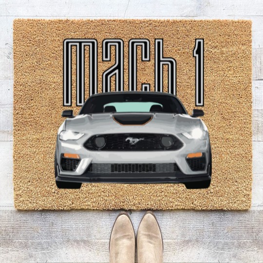 Discover MACH 1 Mustang GT 5.0L V8 Performance Car Fighter Jet Gray STANCE - Mach 1 Mustang - Zip Coir Doormats