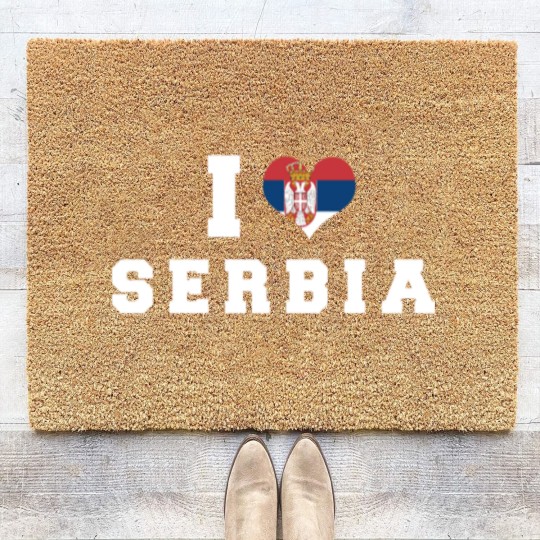 Discover I Love Serbia Republic Heart Flag Coir Doormats