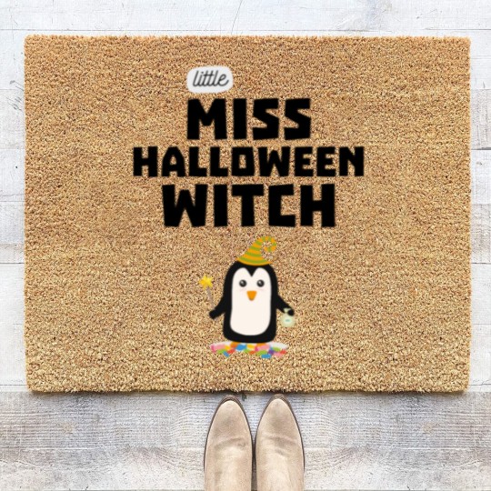 Discover Miss Halloween Witch Penguin gift Coir Doormats