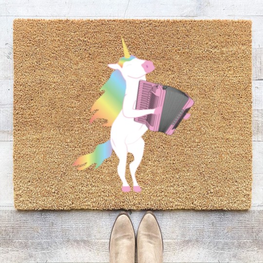 Discover Unicorn Playing Accordion Coir Doormats for Musicians Coir Doormats