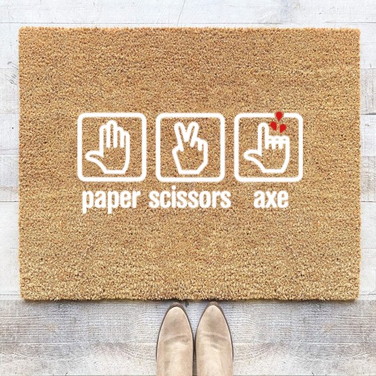 Discover Paper - Scissors - axe - Rock - lumberjack Coir Doormats