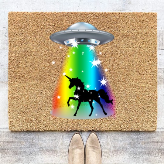 Discover Unicorn Rainbow UFO Alien Pony Space Travel Fable Coir Doormats