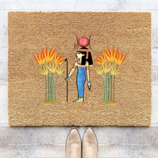 Discover Hathor goddess of love Egypt plant legendary art Coir Doormats
