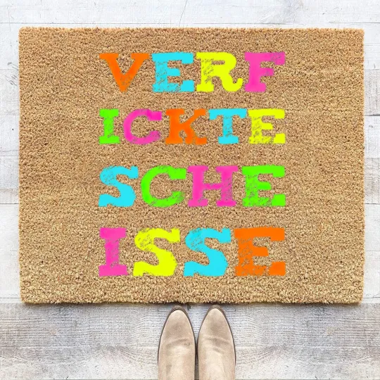 Discover Fucking shit Funny curse saying Coir Doormats