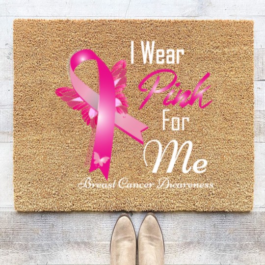 Discover wear pink for me breast cancer Coir Doormats