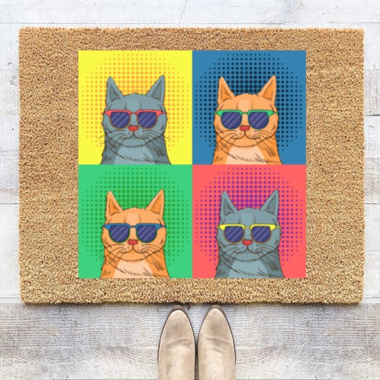 Discover cat pop art Coir Doormats