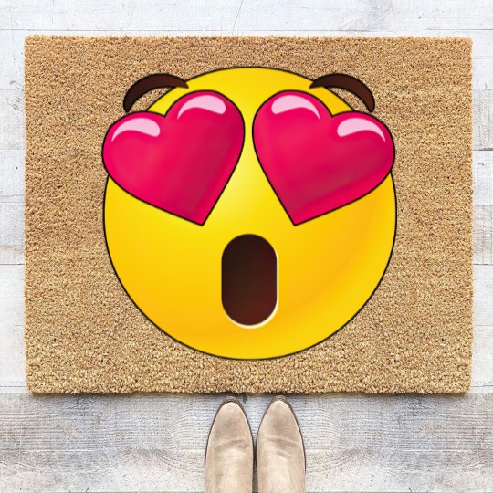 Discover Emoji Heart Eyes Valentines Coir Doormats