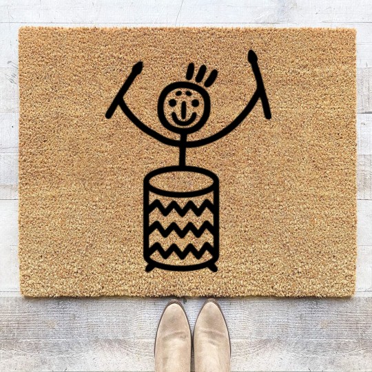 Discover Stick figure with Samba drum Coir Doormats