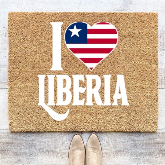 Discover I love Liberia flag Coir Doormats