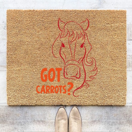 Discover Got carrots horse hobby dressage gift sport Coir Doormats