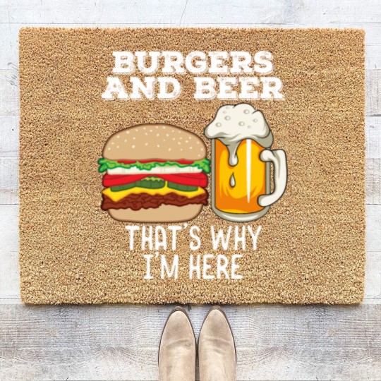 Discover BBq Barbecue Quote Burgers & Beer Fast Food Lover Coir Doormats