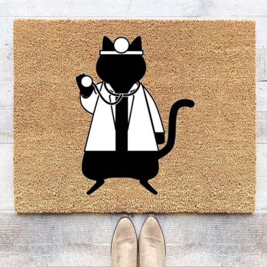 Discover Funny Doctor Cat Vet Physician Trainee Animal Coir Doormats