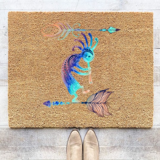 Discover Native American Kokopelli With Two Feathers 2 Coir Doormats