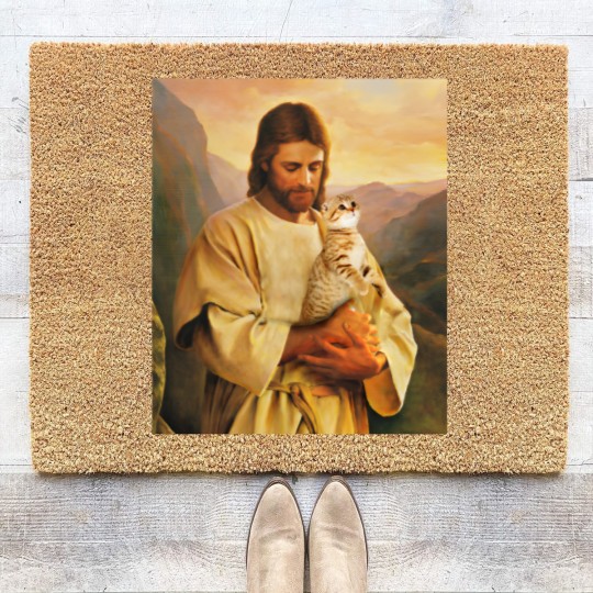 Discover cats and jesus lover gift - Cat And Jesus - Coir Doormats