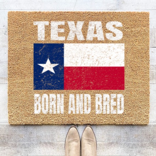 Discover Texas Born And Bred - Vintage Texas State Flag Coir Doormats