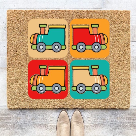 Discover Train Coir Doormats Little Retro Trains I Kids I Railway I Toddler Train Coir Doormats Coir Doormats