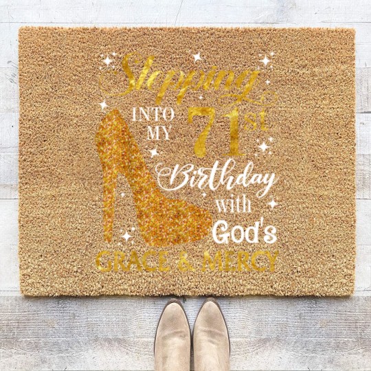 Discover Stepping Into My 71St Birthday With God's Grace Coir Doormats