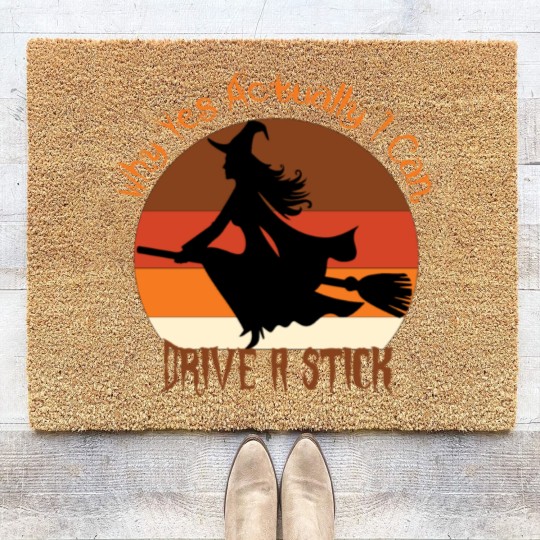 Discover Why Yes Actually I Can Drive A Stick retro vintage Coir Doormats