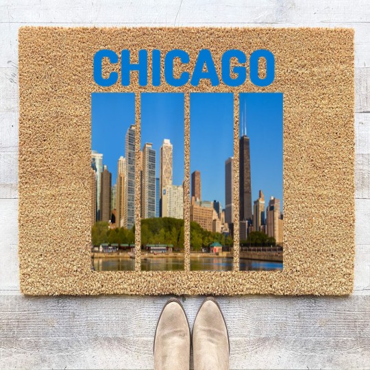 Discover Downtown Chicago Skyline Souvenirs State Illinois Coir Doormats Coir Doormats