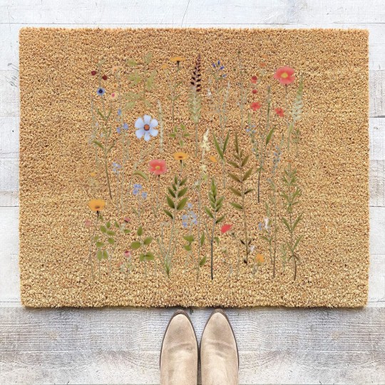 Discover Dried Wildflowers Coir Doormats Boho Style Pressed Wild Flower Coir Doormats