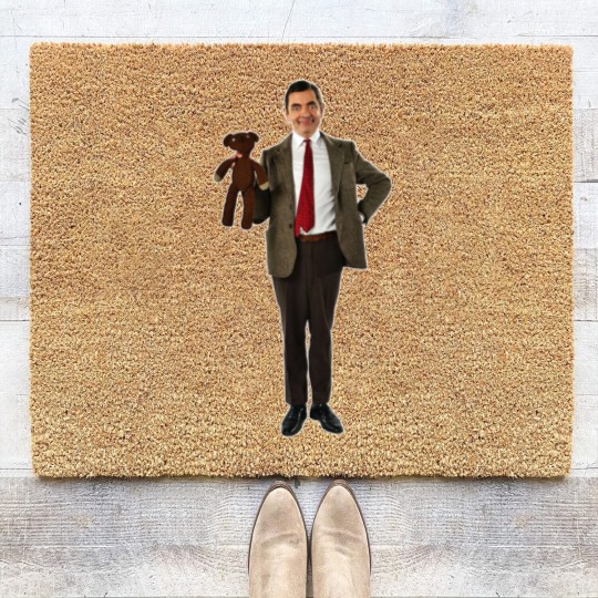 Discover Mr Bean, Funny Mr Bean with Teddy Bear Coir Doormats