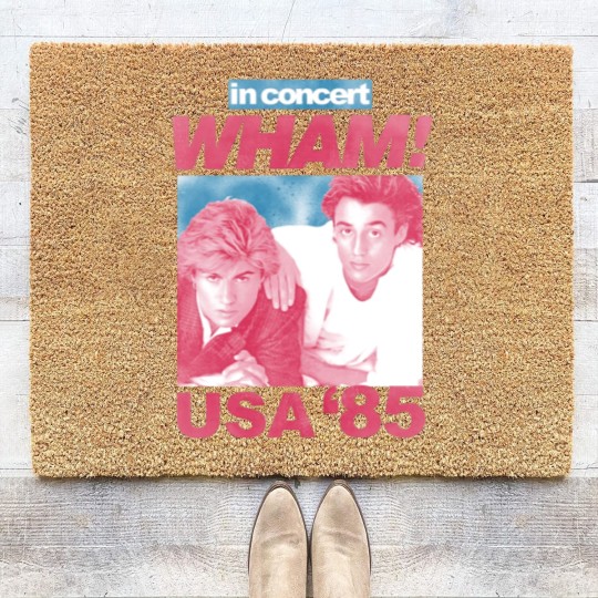 Discover Wham in Concert George Michael and Andrew Ridgeley USA '85 Adult Coir Doormats 80s Graphic Coir Doormats