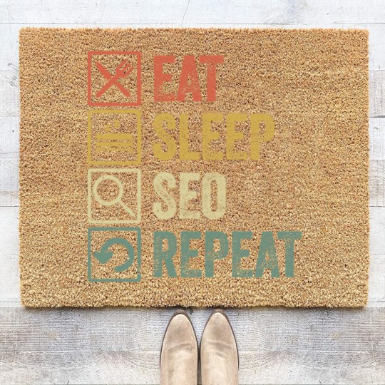 Discover Funny eat sleep seo repeat retro vintage gift11 Coir Doormats