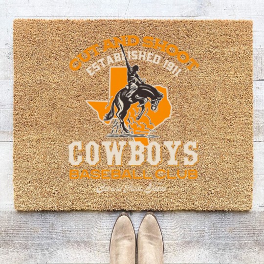 Discover Cow Cut and Shoot Texas Cowboys Retro Minor League Baseball Team Mooey Heifer Coir Doormats