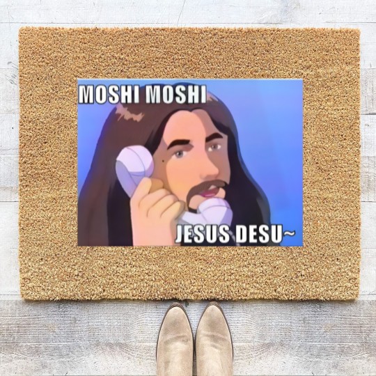 Discover moshi moshi jesus desu anime Coir Doormats