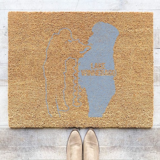 Discover Ice Fishing Lake Winnebago Wisconsin Fisherman Clo Coir Doormats
