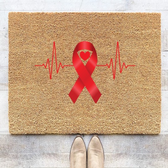 Discover World Aids Day Red Heartbeat Aids Awareness Hiv Coir Doormats