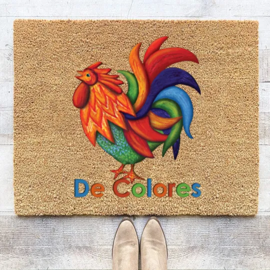 Discover De Colores Rooster Gallo Men's Jersey Polo Coir Doormats
