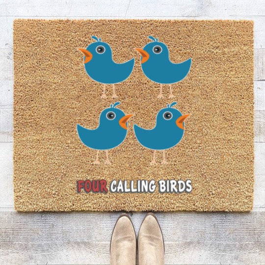 Discover Four Calling Birds Song 12 Days Christmas Coir Doormats