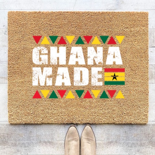 Discover Ghana Made Black Star Country Flag Coir Doormats