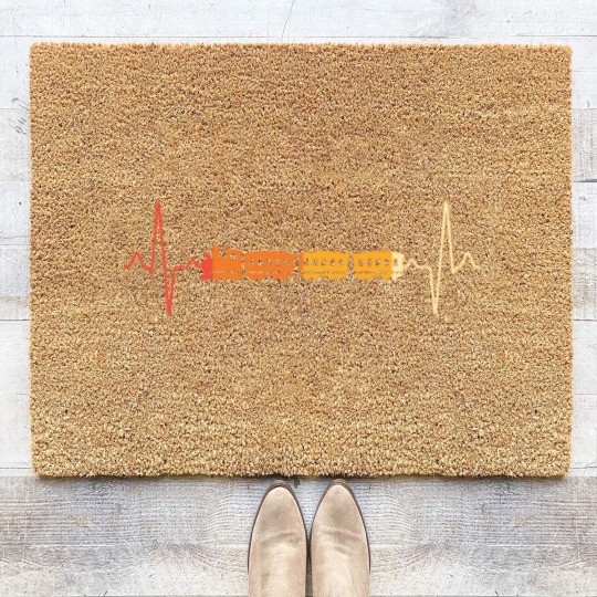 Discover train locomotive heartbeat retro Coir Doormats