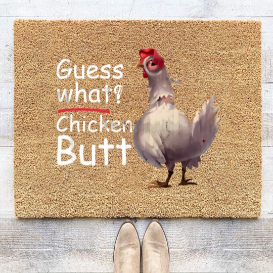 Discover Funny Guess What Chicken Chick Butt Great Gift Vin Coir Doormats