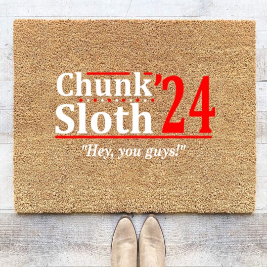 Discover Chunk and Sloth '24 - election funny 80s retro humor Coir Doormats