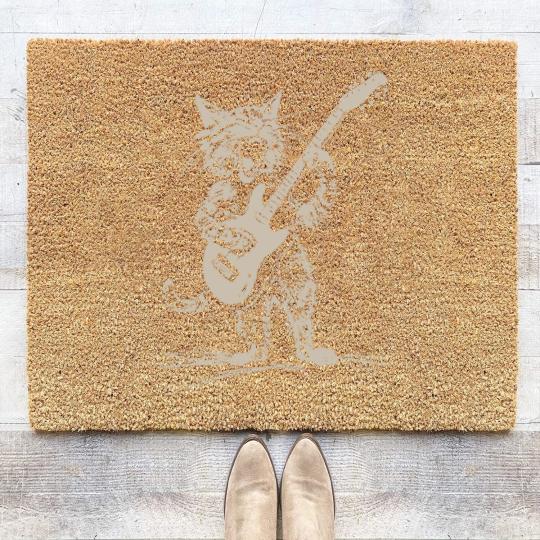 Discover Cat Strumming the Guitar Coir Doormats, Cat Playing Bass Guitar Coir Doormats
