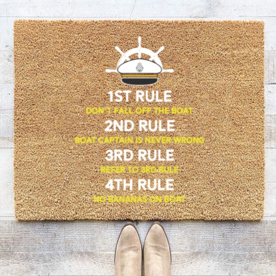 Discover Funny Pontoon Boat Captain Gift Boating Boat Owner Coir Doormats