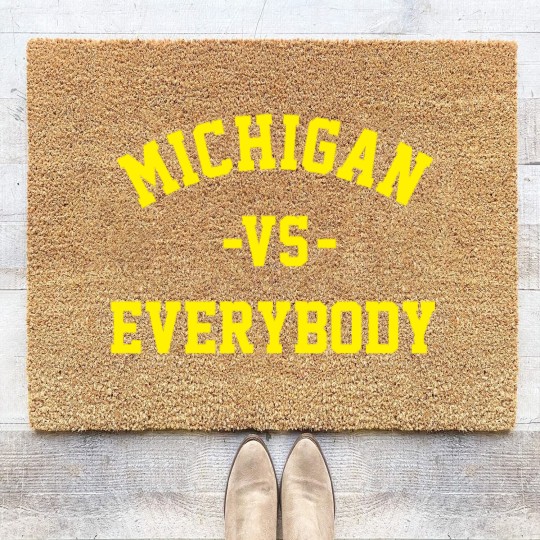 Discover Michigan Vs Everybody Coir Doormats, College Team Coir Doormats, Wolverines Football Fan Gear