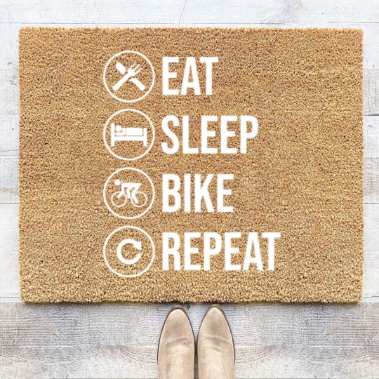 Discover Eat Sleep Bike Repeat Biking Riding Ride Bikes Coir Doormats