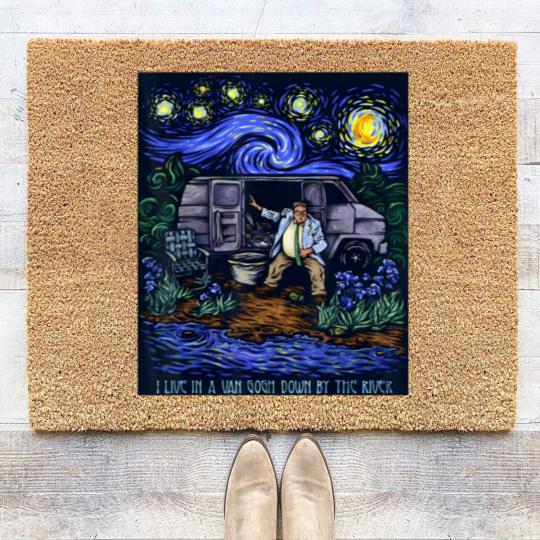 Discover i live in a van gogh down by the river t Coir Doormats