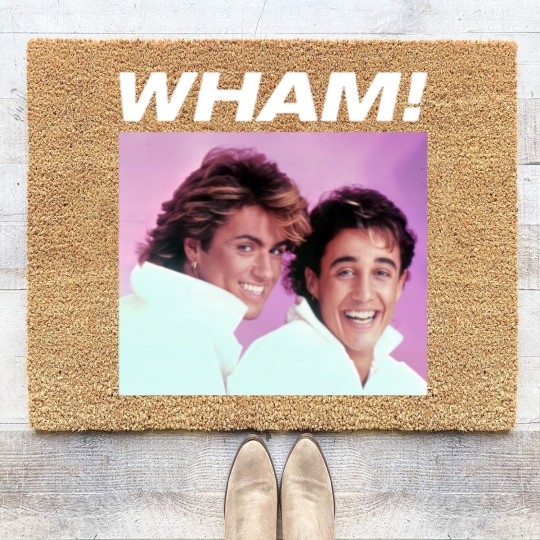 Discover WHAM! Coir Doormats 80's George Michael Vibes, George Michael and Andrew Ridgeley Coir Doormats
