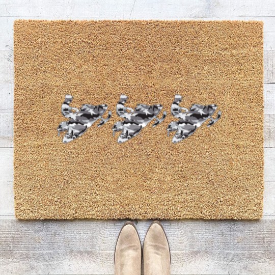 Discover Camouflage Grey Snowmobiles Coir Doormats