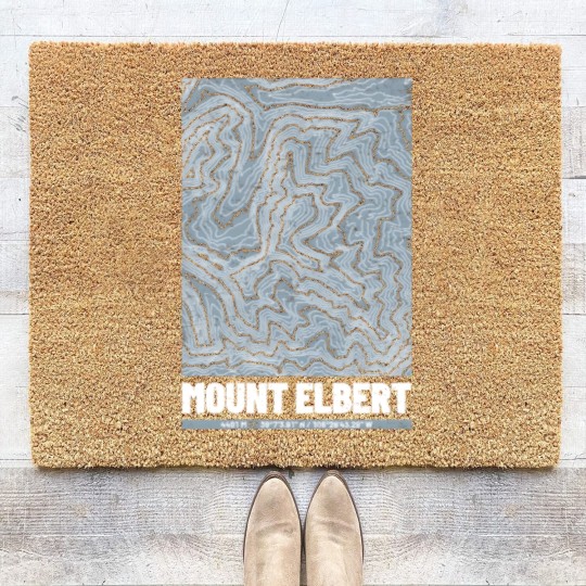 Discover Mount Elbert | Topographic Map (Grunge) Coir Doormats