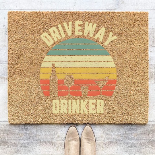 Discover Driveway Drinker Coir Doormats Retro Vintage Drinking Coir Doormats