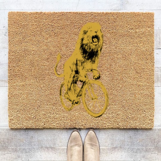 Discover Bicycling Lion Coir Doormats - Screen Printed Unisex Coir Doormats, Lion Coir Doormats, Lion Lovers, Bike Coir Doormats, Alternative Apparel, Dark Cycle Clothing