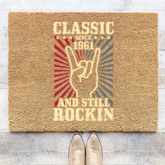 Discover Vintage 1961 Classic Rock 60th Birthday Gift Coir Doormats