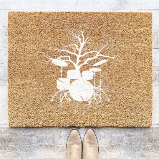 Discover Drumming Drummer Drumset Tree Drums Player Distres Coir Doormats